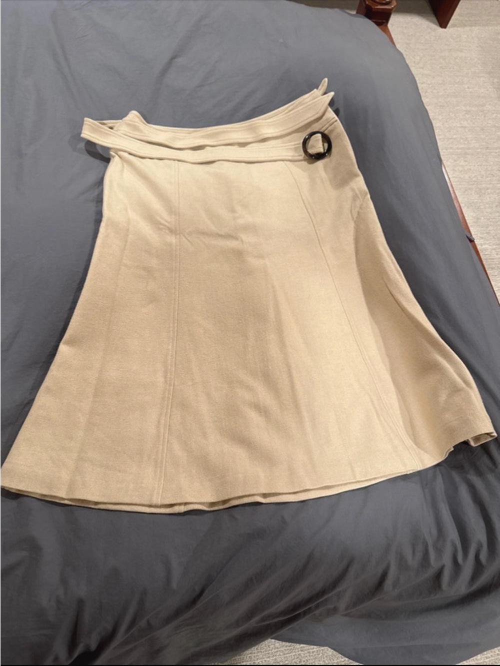 Talbots Cream A-Line Skirt with Side Buckle
